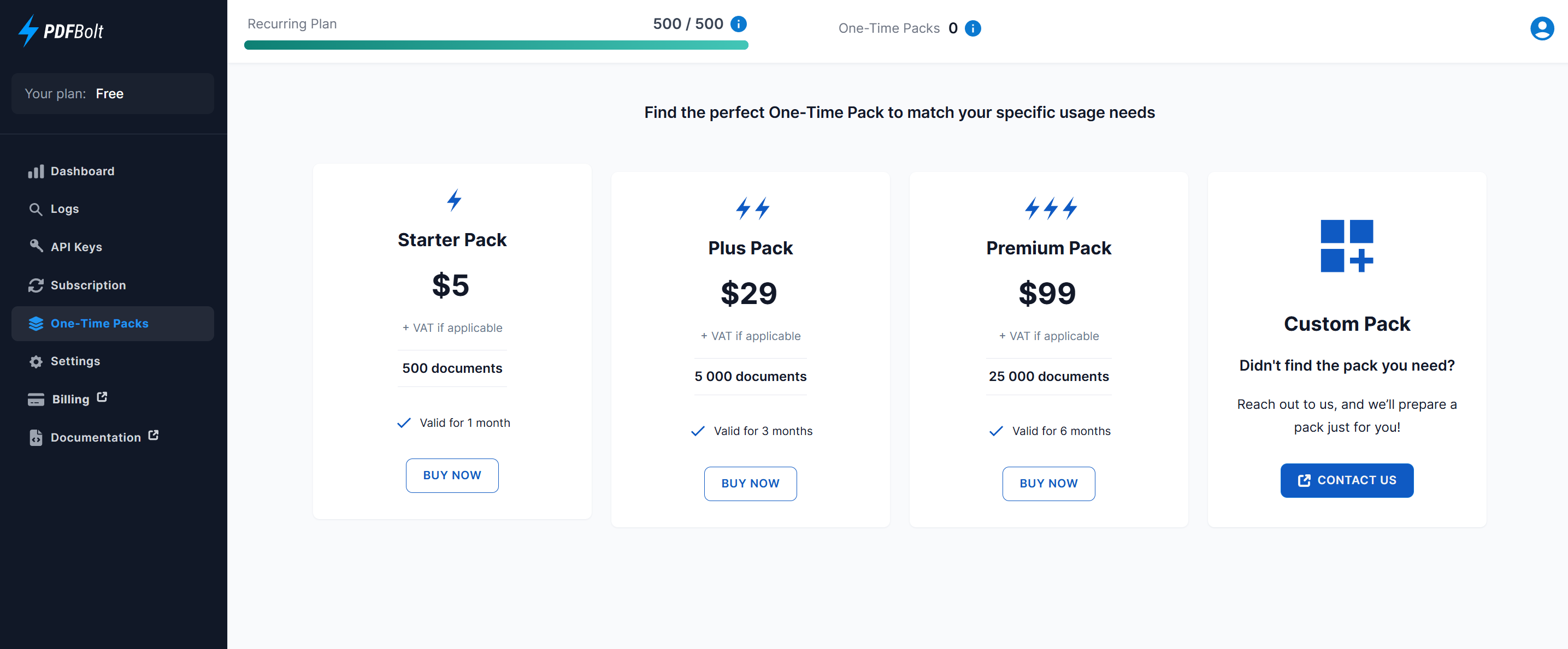 Overview of one-time document conversion packs